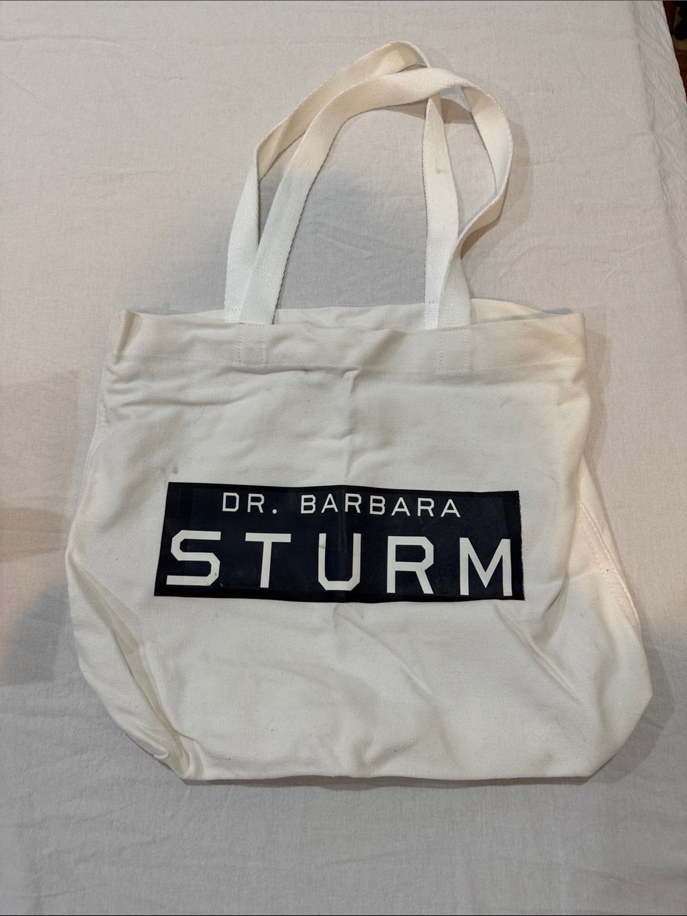 Dr. Barbara Sturm White Canvas Tote with Black Logo